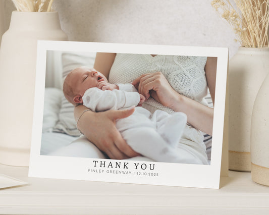 Personalised Baby Thank You Card, Photo Thank You Card, Birth Announcement, Simple Baby Thank You Cards, Flat Baby Thank You Card