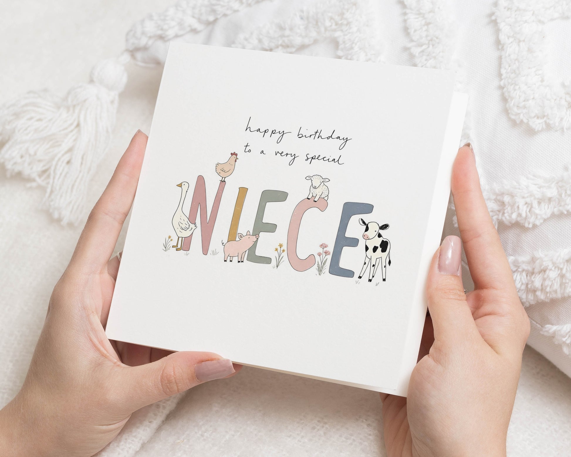 Birthday Card for Niece, Niece Birthday Card, Farm Animal Birthday Card, Birthday Card for Girl, Cute Kids Birthday Card, Farm Animal Card