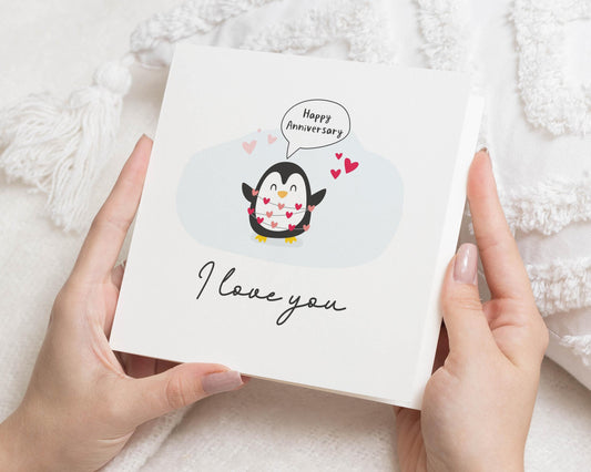 Anniversary Card, Cute Penguin Anniversary Card, I Love You Card, Anniversary Card for Him, Anniversary Card for Her, Romantic Card