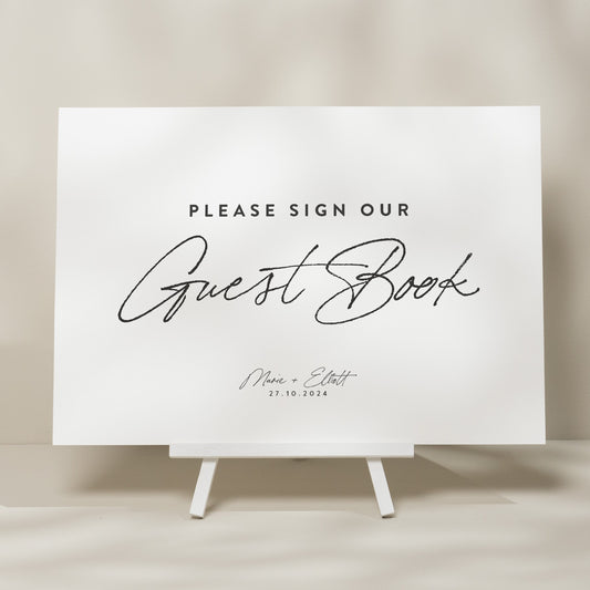 Wedding Sign For Guest Book, Elegant Wedding Sign Our Guest Book, Simple Modern Wedding Guest Book Sign, Minimal Wedding Day Signage &#39;Marie&#39;