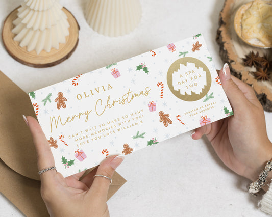 Personalised Spa Day Gift Voucher, Christmas Gift Voucher for Her, Custom Scratch to Reveal Gift, Gift Experience Voucher