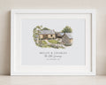Personalised Wedding Venue Print, Couple Wall Art, Venue Illustration, Wedding Gift, Anniversary Gift, Landscape Framed Print With Mount