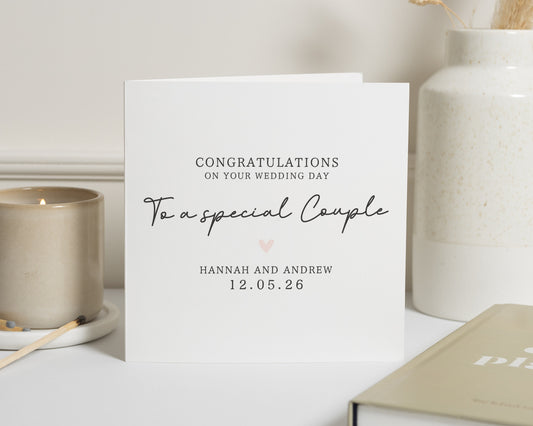 Wedding Card for Couple, Personalised Wedding Day Card, Special Couple Card, Congratulations Card, Custom Wedding Card