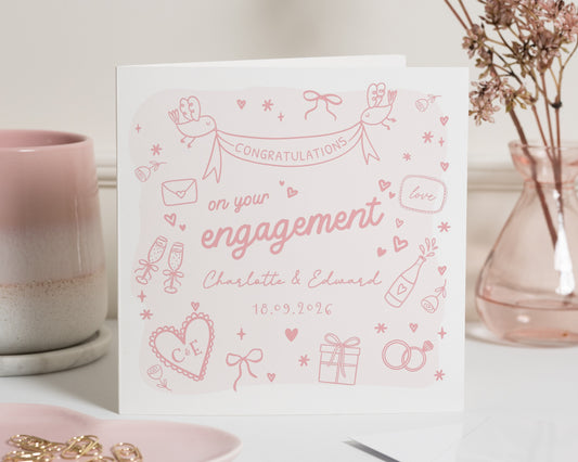 Engagement Card, Personalised Engagement Card, Custom Engagement Card, Congratulations Card, Romantic Card, Printed Metallic Effect