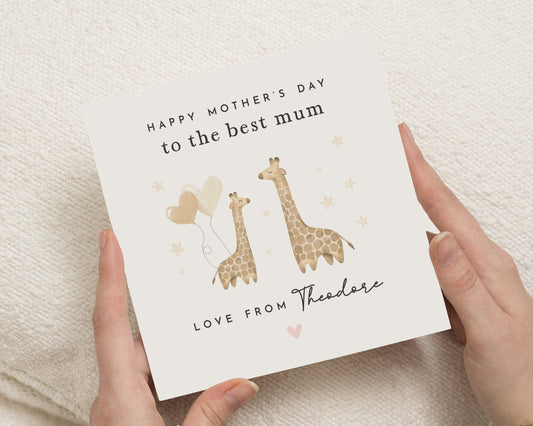Mothers Day Card, Mothers Day Card from Child, Giraffe Mothers Day Card, Cute Mothers Day Card, Personalised Mothers Day Card for Mum