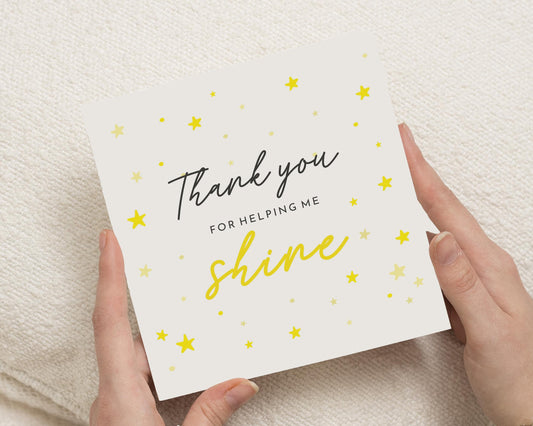 Thank You Card, Thank You Card for Teacher, Thank You Card for Her, Thank You Card for Him, Star Thank You Card, Cute Thank You Card