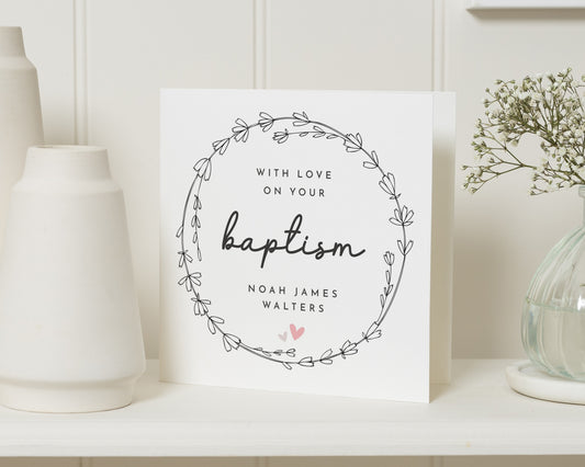 Baptism Card, Personalised Baptism Card, Baptism Card for Boy, Baptism Card for Girl, With Love On Your Baptism Card, Custom Baptism Card