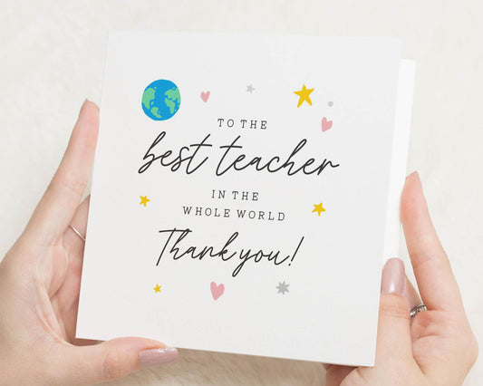 Thank You Teacher Card, Best Teacher Card, Teacher Appreciation Card, Thank You Card for Teacher, End of Term Card, World Teacher Card
