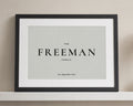 Personalised Family Name Print, Muted Green Wall Art, New Home Gift, Gift for Parents, Minimalist Framed Print with Mount