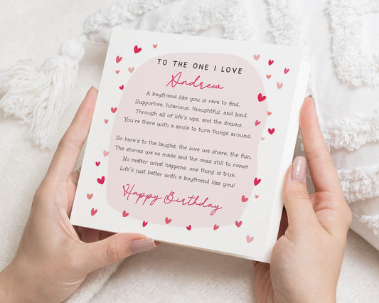 Birthday Card for Boyfriend, Romantic Birthday Card for Him, Personalised Birthday Card, Cute Birthday Card for Partner, Poem Card