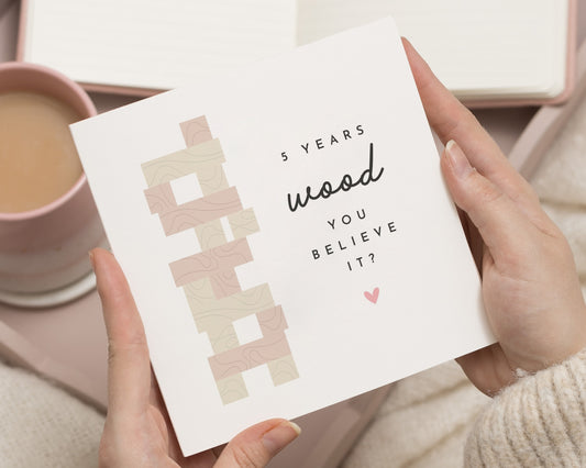 Anniversary Card, 5th Anniversary Card, Wood Anniversary Card, Anniversary Card for Him, Anniversary Card for Her, Funny Anniversary Card