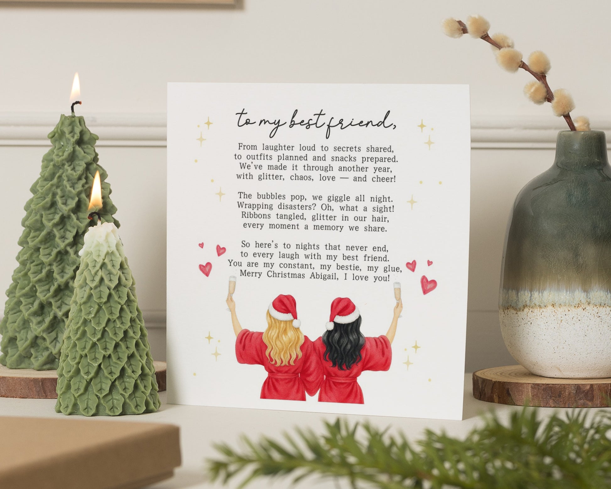 Christmas Card for Best Friend, Personalised Best Friend Christmas Card, Christmas Card for Her, Bestie Christmas Card, Poem Card