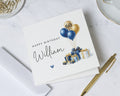 60th Birthday Card for Him, Personalised Birthday Card, Birthday Card for Dad, Son, Husband, Grandad, Blue Gold Balloons, Gift Card