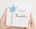 12th Birthday Card for Boy, Personalised Birthday Card for Son, Blue Balloon Birthday Card, Birthday Card for Kids, Custom Name Card