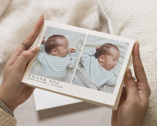 New Baby Boy Announcement Card, Baby Boy Thankyou Cards, Baby Thank You Baptism Cards, New Born Thank You, Baby Thank You With Photos