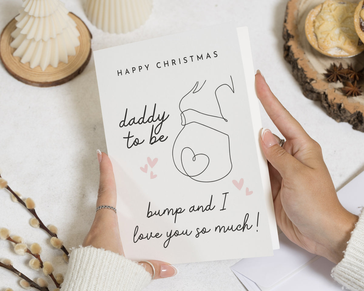 Christmas Card for Daddy to Be, Dad to Be Christmas Card, Pregnancy Christmas Card, From The Bump Card, New Baby Christmas Card