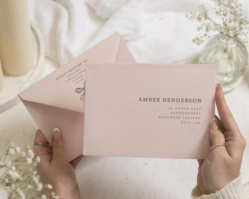 Blush Pink Envelopes with Guest or Return Address Printing, C6, 5x7 or C5 Wedding Invitation Envelopes (Blossom)