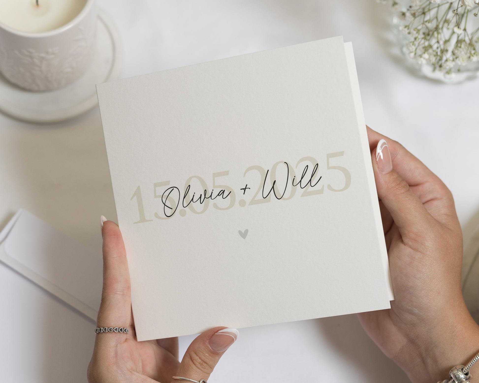 Personalised Wedding Card, Engagement Card, Wedding Card for Couple, Custom Names and Date Card, Minimalist Wedding Card