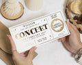 Personalised Concert Ticket Gift, Scratch To Reveal Concert Voucher, Custom Gold Foil Gift For Him Or Her