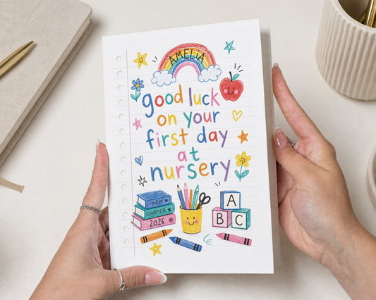 First Day Nursery Card, Good Luck Card for Child, Back to School Card, Personalised Good Luck Card, First Day School Card, Custom Card