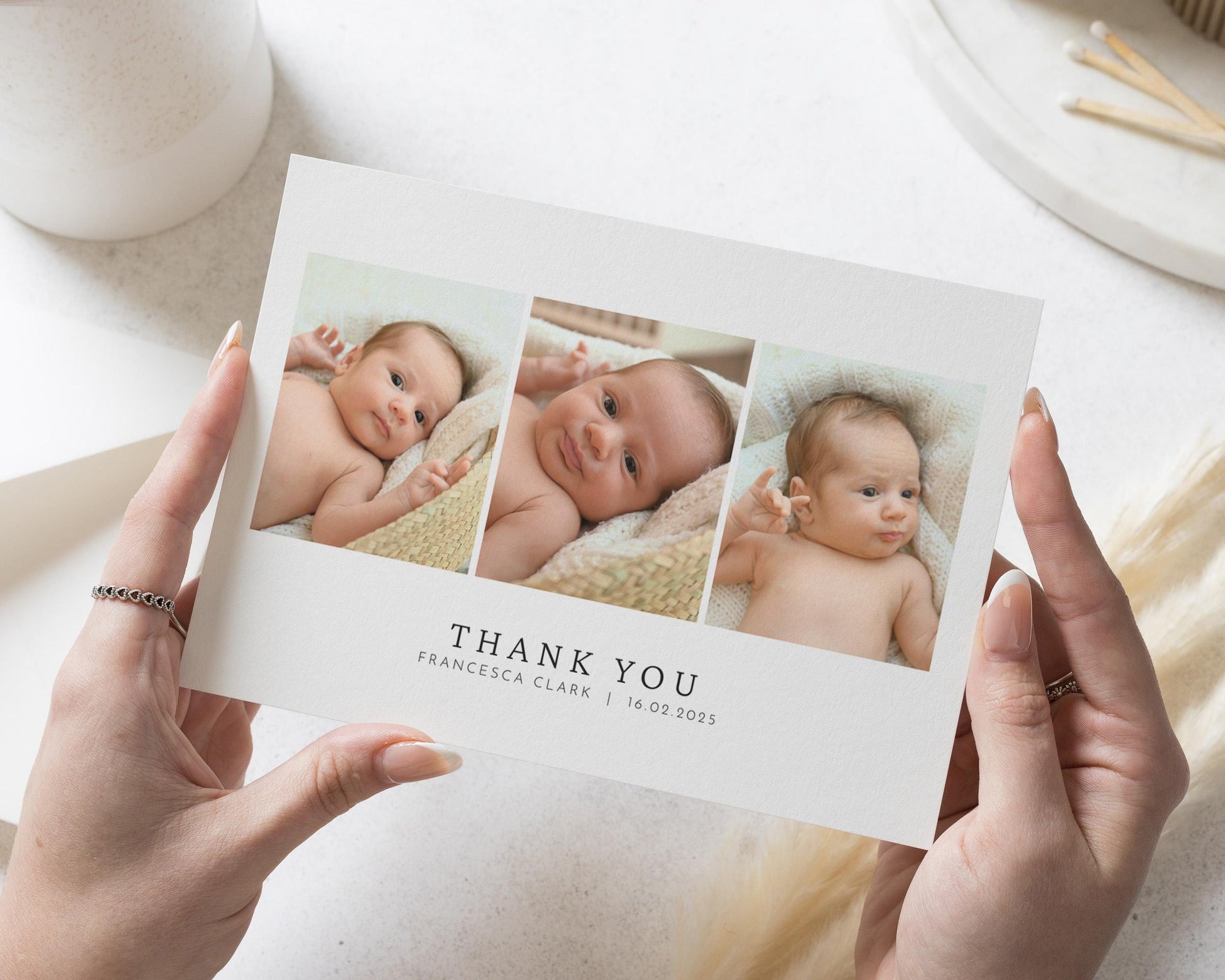 Baby Boy Photo Thank You Cards, Cute New Baby Cards Thank You, Personalised Thank You Cards New Baby Girl, Baby boy Postcard Thankyou Card
