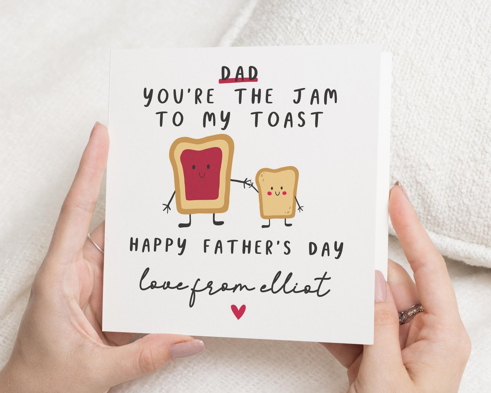 Fathers Day Card for Dad, Cute Fathers Day Card from Son, Personalised Card for Dad, Happy Fathers Day Card, Jam Toast Card