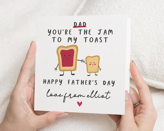 Fathers Day Card for Dad, Cute Fathers Day Card from Son, Personalised Card for Dad, Happy Fathers Day Card, Jam Toast Card