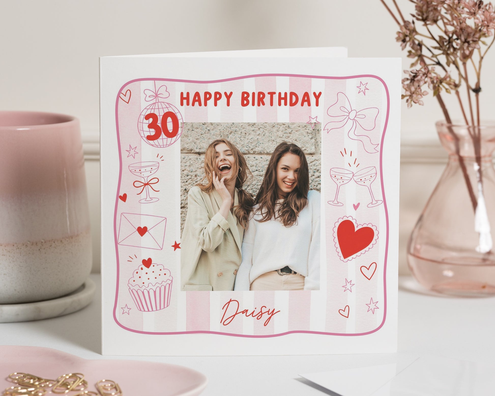 30th Birthday Card for Friend, 30th Birthday Card for Her, Personalised Photo Birthday Card, Best Friend Birthday Card for Her
