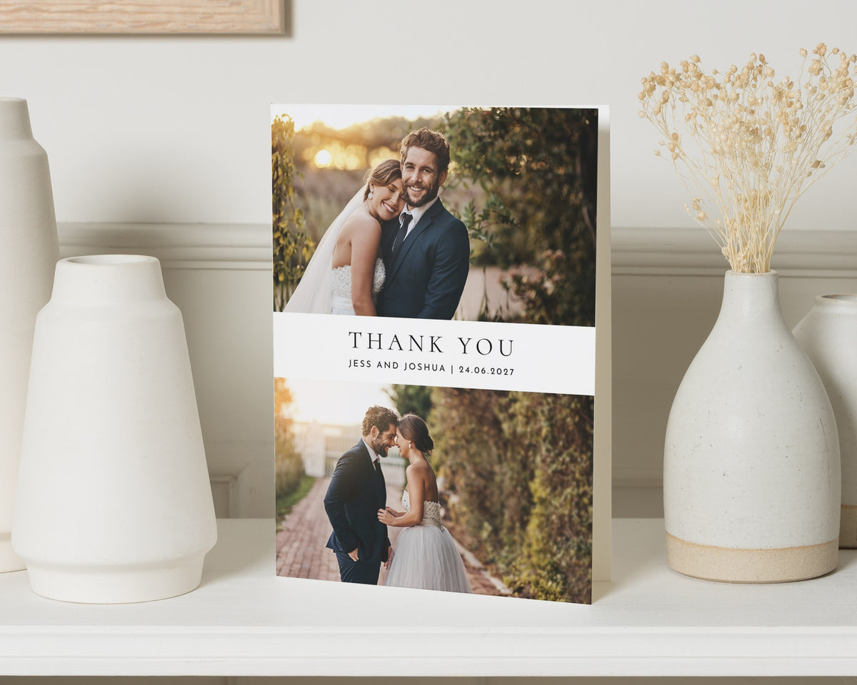 Personalised Wedding Thank You Cards, Photo Wedding Thank You Card, Modern Photo Thank You Cards, Two Photo Wedding Thank You Card