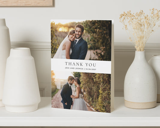 Personalised Wedding Thank You Cards, Photo Wedding Thank You Card, Modern Photo Thank You Cards, Two Photo Wedding Thank You Card