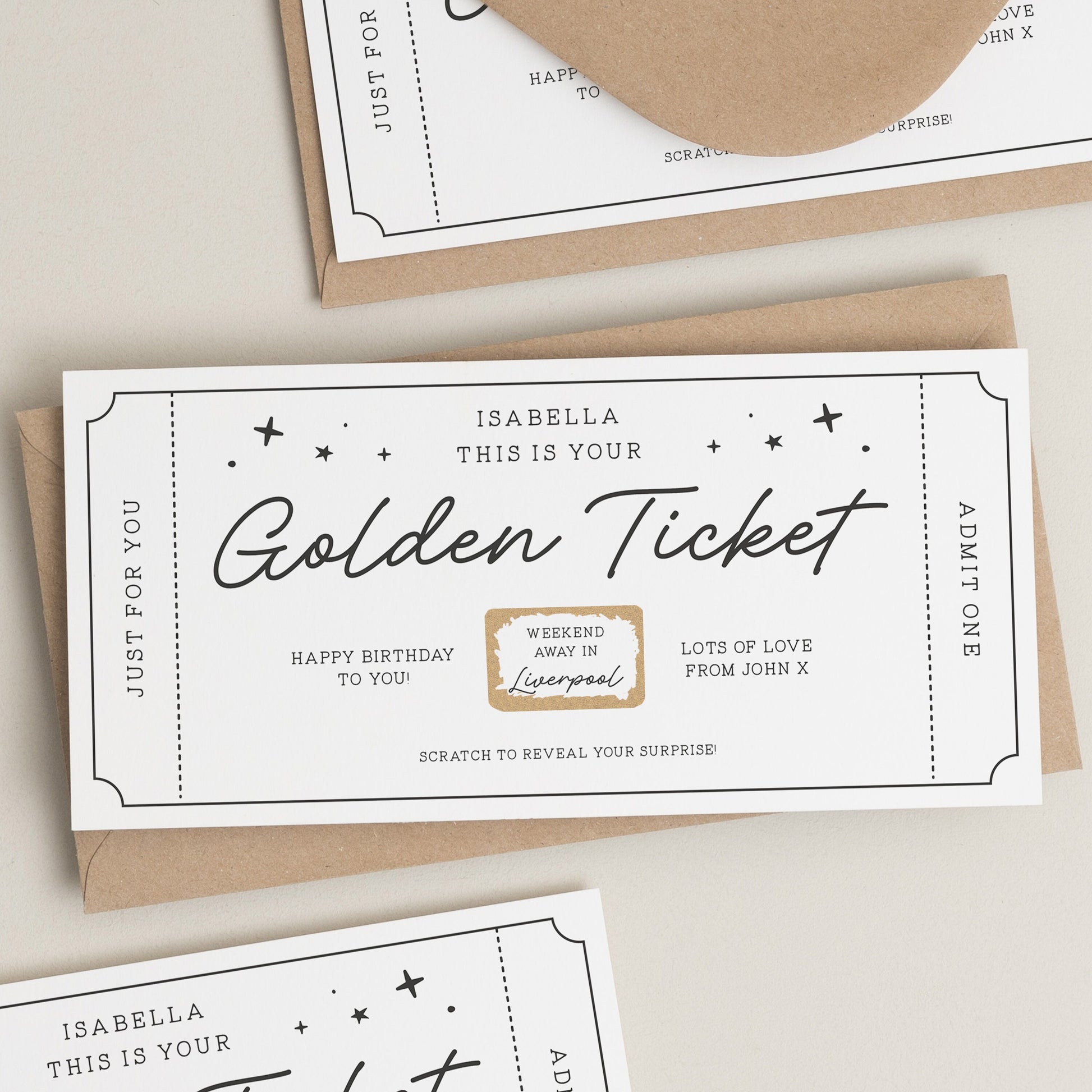 Personalised Birthday Gift Voucher, Golden Ticket Gift Voucher, Surprise Birthday Ticket, Birthday Gift Voucher, Surprise Reveal, Voucher