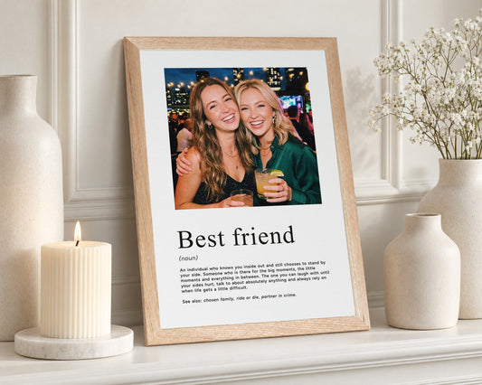 Personalised Best Friend Photo Print, Custom Photo Wall Art, Best Friend Definition Print, Gift for Best Friend, Birthday Gift