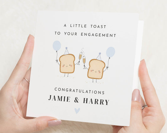 Gay Engagement Card, Same Sex Engagement Card, Engagement Card for Male Couple, Personalised Engagement Card, Cute Congratulations Card