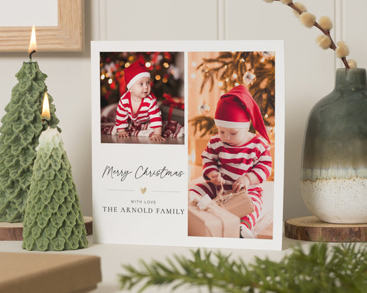 Personalised Photo Christmas Card, Square Christmas Card, Family Christmas Card, Pack of 10, 20, 50 or 100, Custom Christmas Card