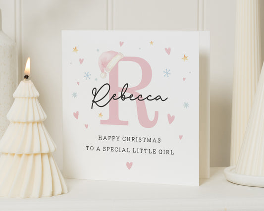 Christmas Card for Girl, Personalised Christmas Card, Special Little Girl Christmas Card, Cute Christmas Card for Daughter, Custom Name Card