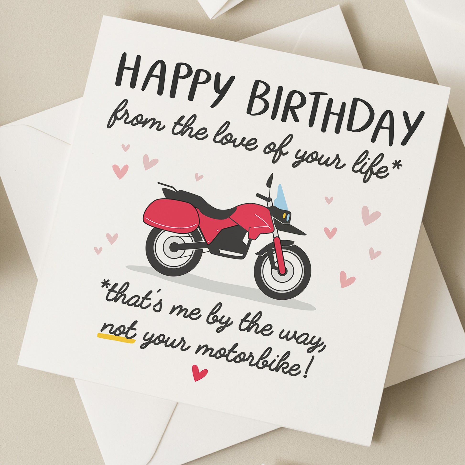 Funny Birthday Card For Boyfriend, Motorbike Birthday Card, Happy Birthday From Love Of Your Life, Joke Motorbike Card, Husband Birthday