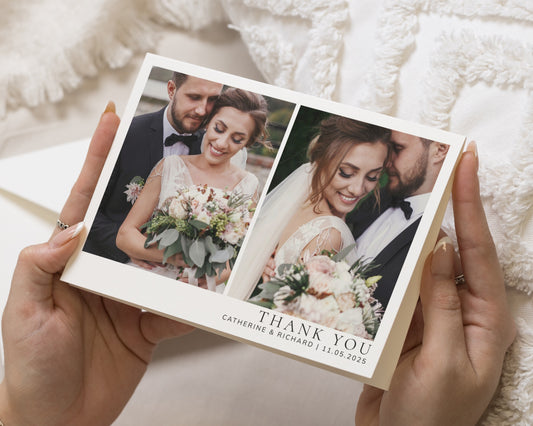 Personalised Wedding Thank You Cards, Photo Wedding Thank You Card, Thank You Cards for Wedding, Folded Thank You Cards, Simple Photo Cards