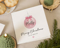Christmas Card for Best Friend, Personalised Christmas Card, Merry Christmas Card for Her, Custom Name Christmas Card, Pink Bauble Card