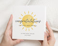 New Baby Card, Personalised Congratulations Card, Baby Arrival Card, Custom Name Card, Baby Girl Card, Baby Boy Card, Sun Card