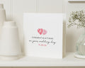 Wedding Card Personalised, Wedding Congratulations Card, Custom Names Wedding Day Card, Heart Wedding Card, Printed Metallic Effect