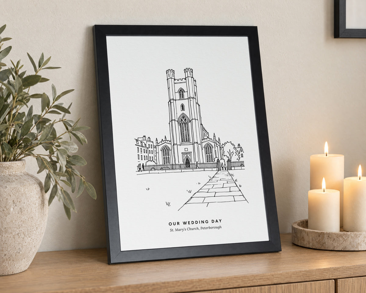 Personalised Wedding Venue Print, Custom Line Drawing From Photo, Our Wedding Day Print, Wedding Gift, Anniversary Gift, Gift for Couple