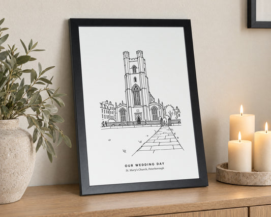 Personalised Wedding Venue Print, Custom Line Drawing From Photo, Our Wedding Day Print, Wedding Gift, Anniversary Gift, Gift for Couple
