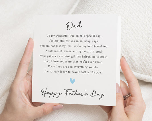Fathers Day Card, Fathers Day Card from Daughter, Dad Fathers Day Card, Card for Dad, Personalised Fathers Day Card, Heart Card for Dad