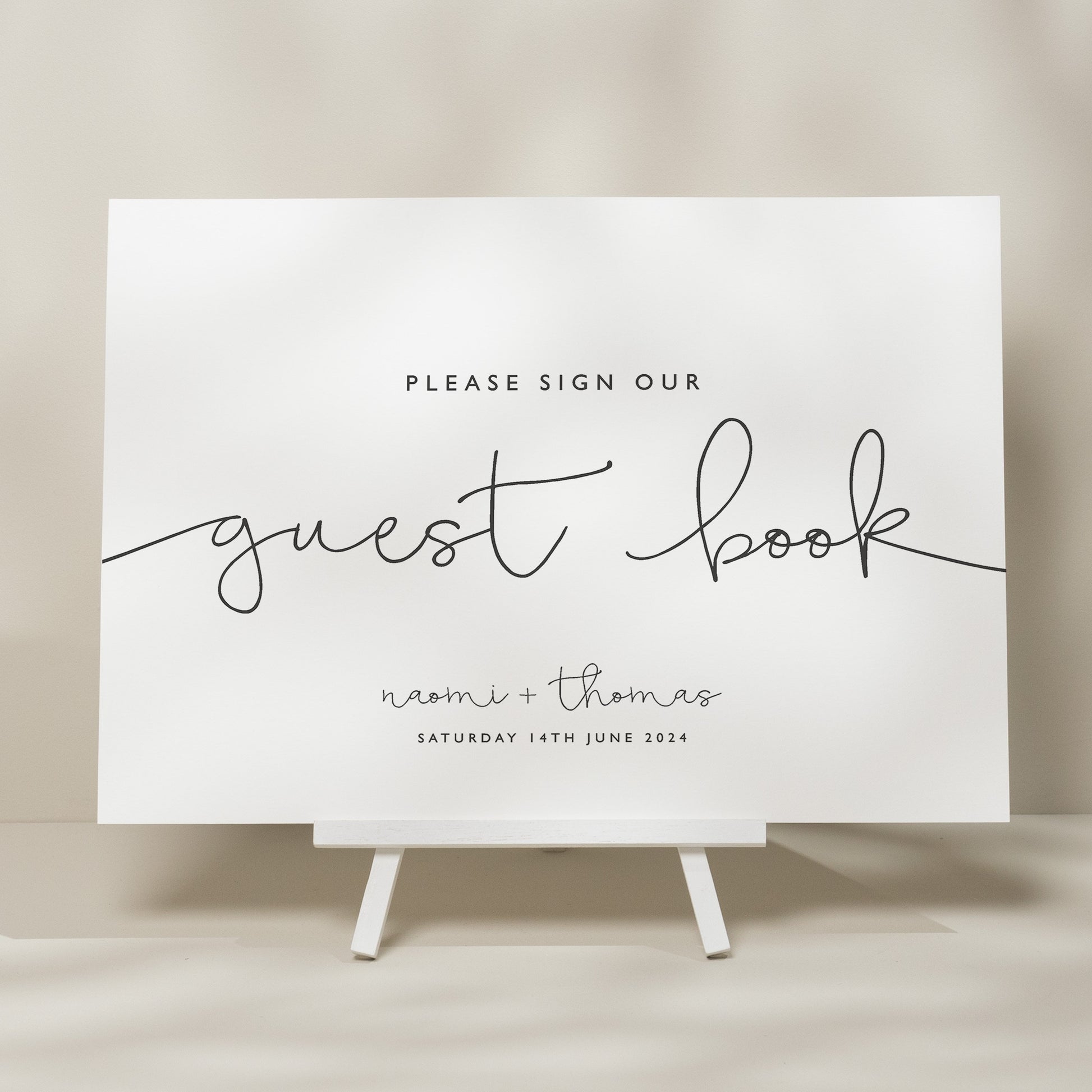 Script Calligraphy Wedding Guest Book Sign, Sign Our Guest Book Wedding Signage, Guest Sign For Wedding, Simple Wedding Signage &#39;Naomi&#39;