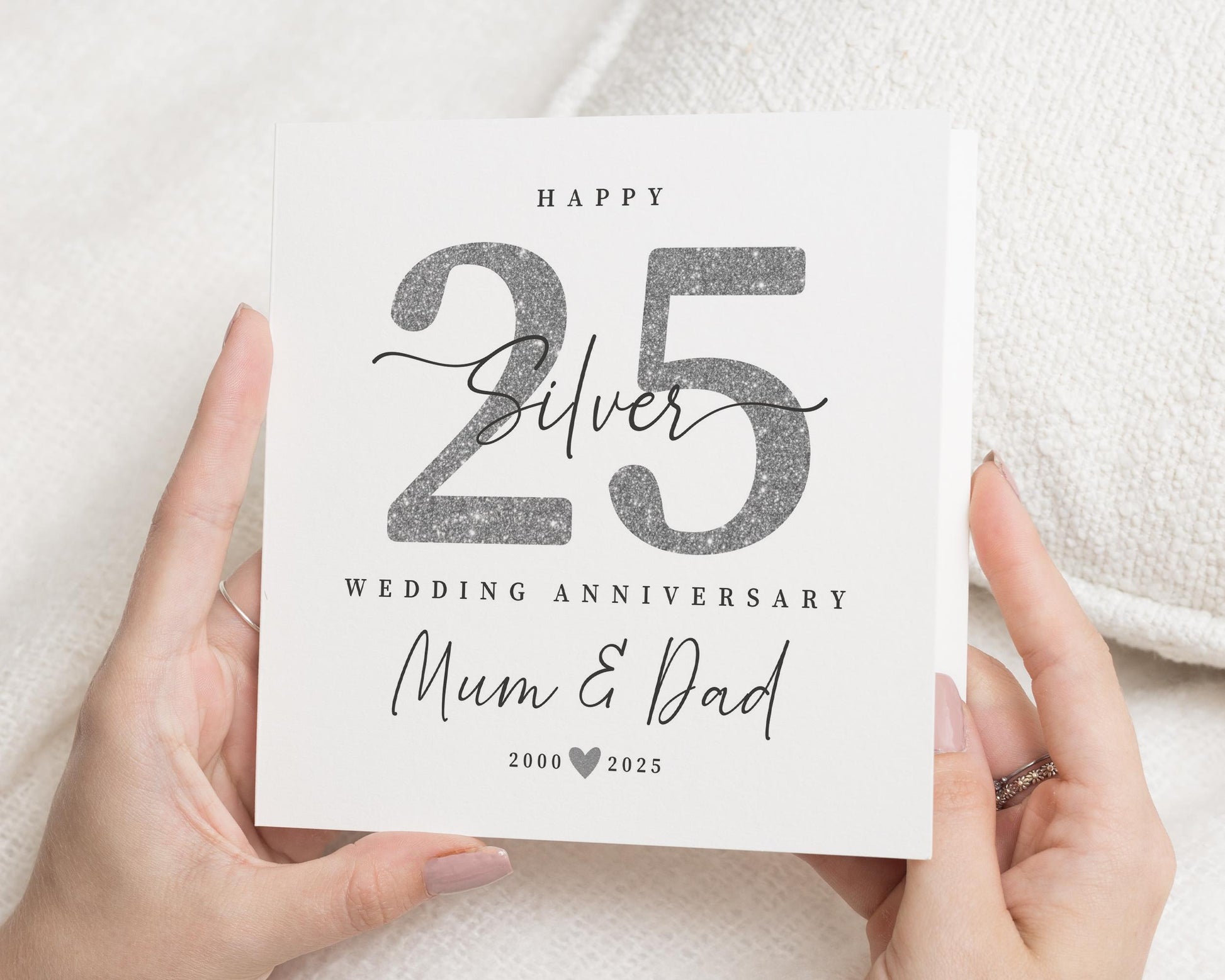 25th Wedding Anniversary Card for Mum and Dad, Silver Anniversary Card, Personalised 25 Years Card, Parents Anniversary Card, Custom Card