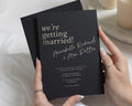Black Wedding Invitations with Gold Foil, Modern Typography Wedding Invite, Personalised Foil Wedding Invitation, Luxury Invite