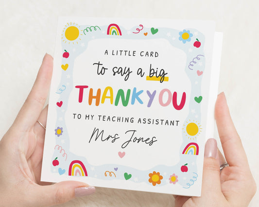 Teaching Assistant Thank You Card, Teacher Thank You Card, Personalised School Card, Nursery Teacher Card, End of Term Thank You Card
