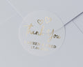 Thank You Sticker, Wedding Thank You Sticker, Personalised Thank You Label, Gold Foil Thank You Sticker, Custom Wedding Sticker