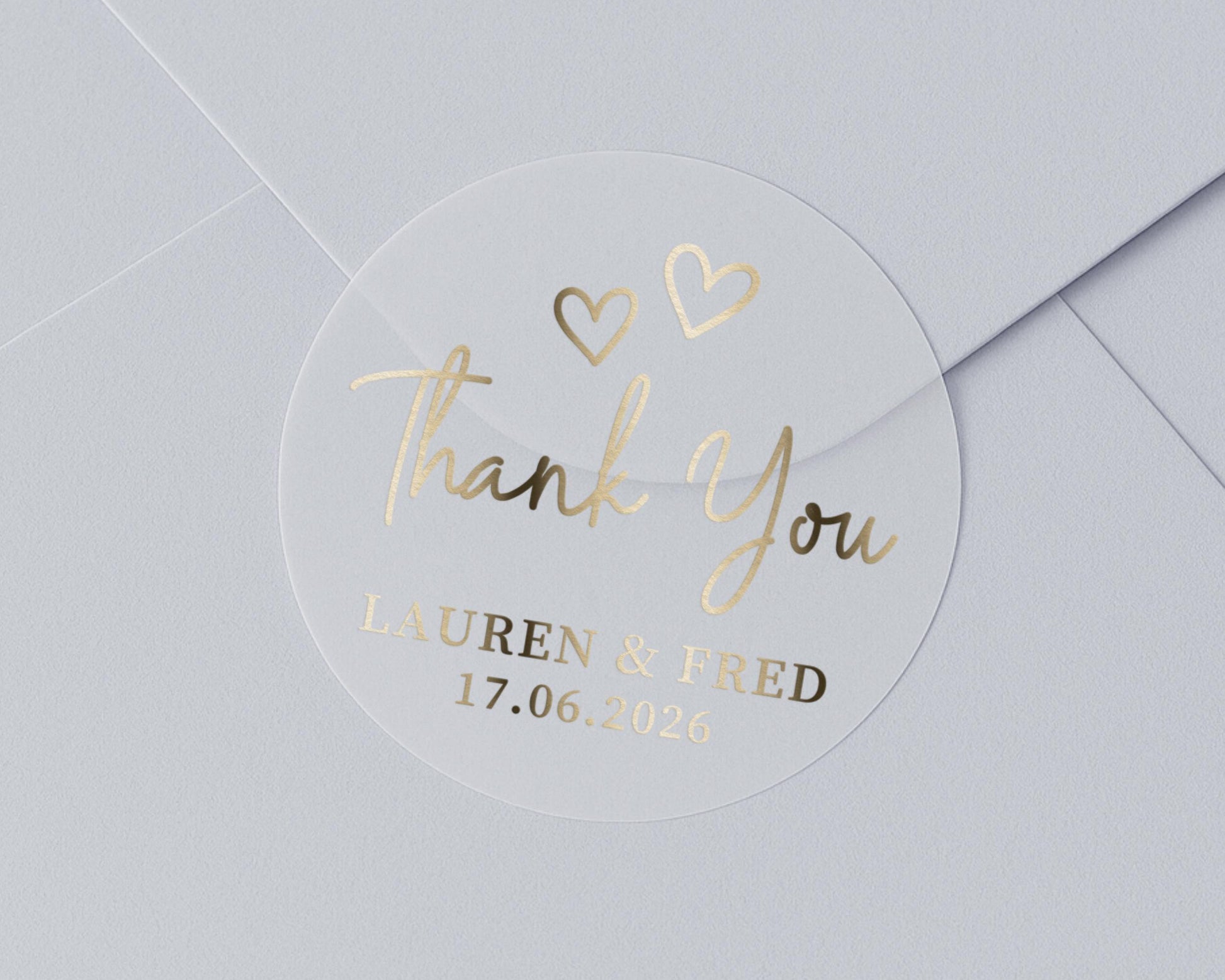Thank You Sticker, Wedding Thank You Sticker, Personalised Thank You Label, Gold Foil Thank You Sticker, Custom Wedding Sticker