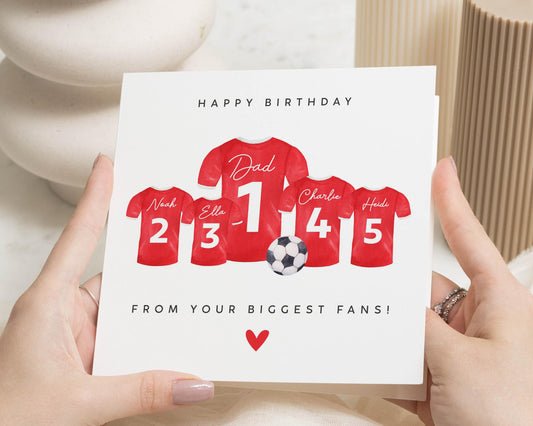 Birthday Card for Dad, Personalised Football Card, Birthday Card from Kids, Dad Birthday Card, Football Shirt Card, Birthday Card for Him